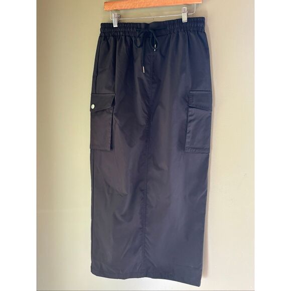 Shein L Black elastic waist long cargo pocket pencil skirt - Picture 1 of 6
